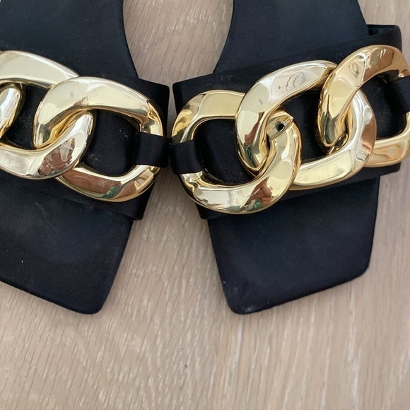 Jeffrey Campbell - Park Chain Slide Sandal in Black Satin sz 5 - Picture 2 of 4